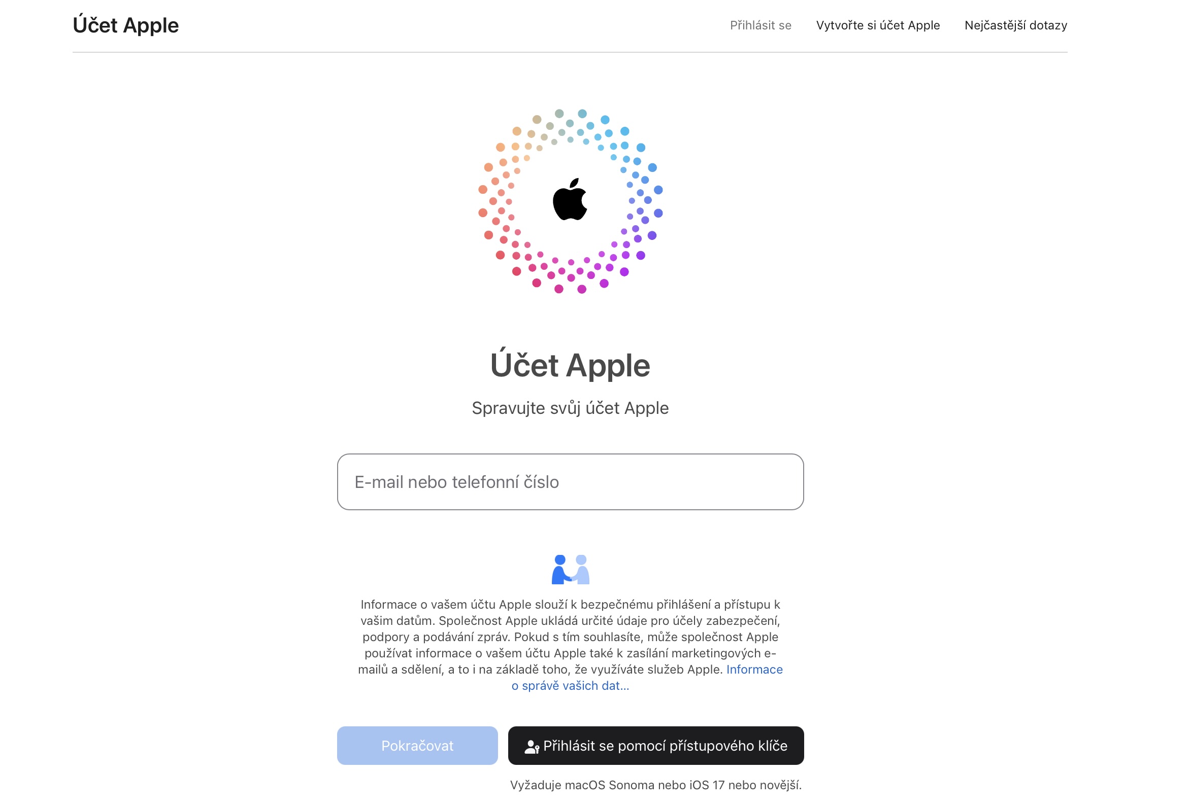Apple ID login page