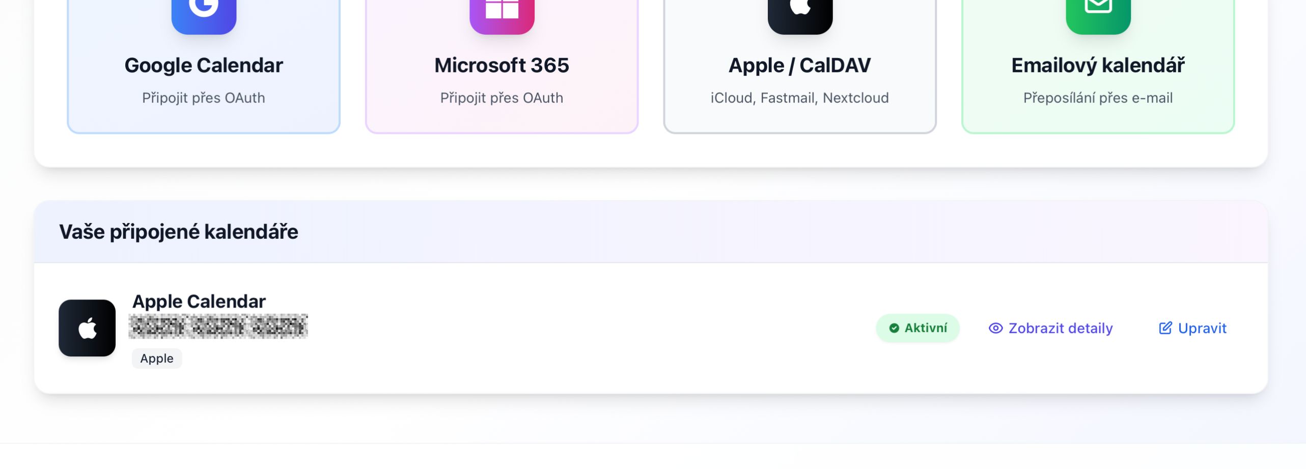 Successfully connected iCloud calendar