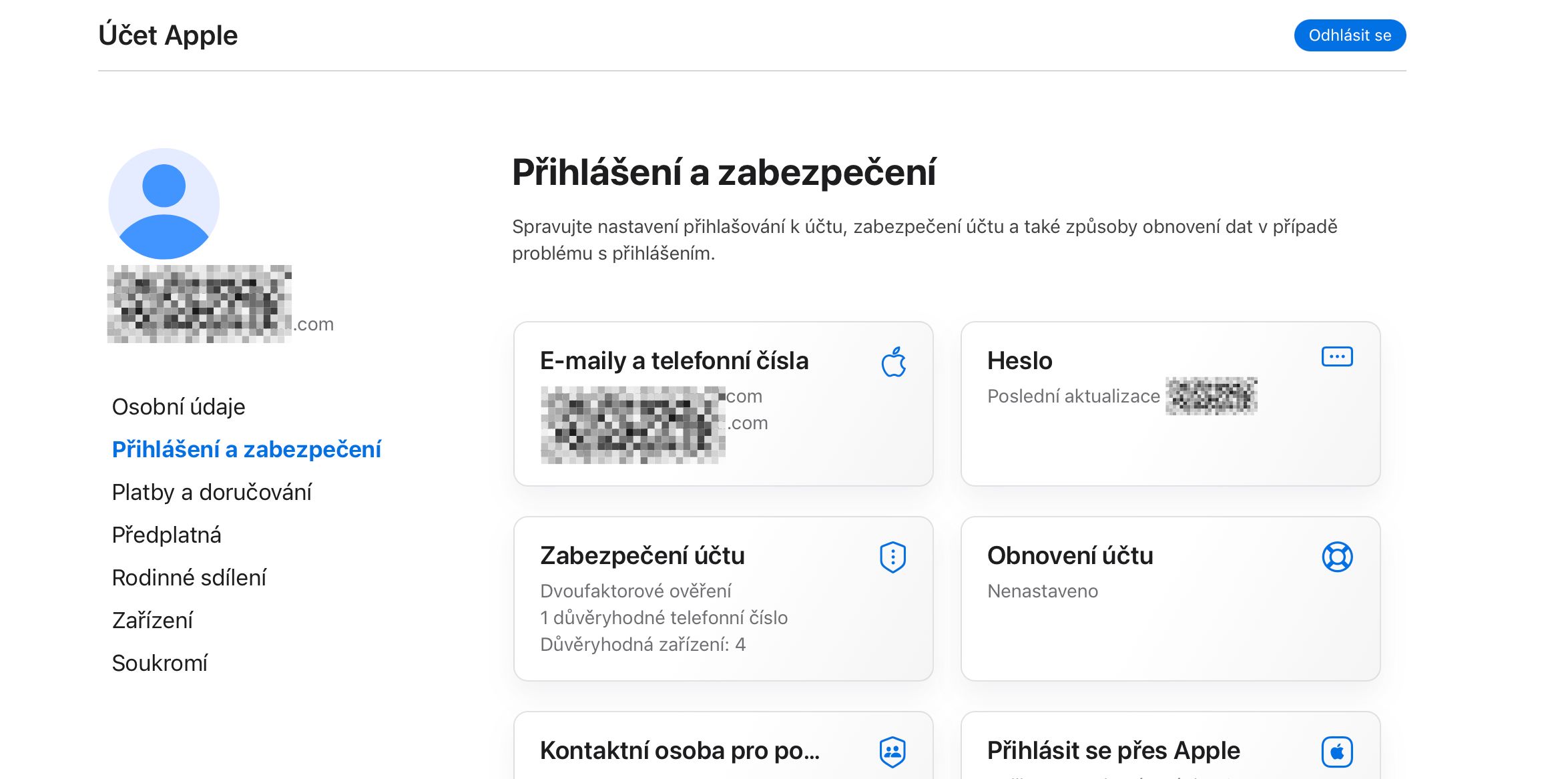 Apple ID account page with Sign-In and Security section