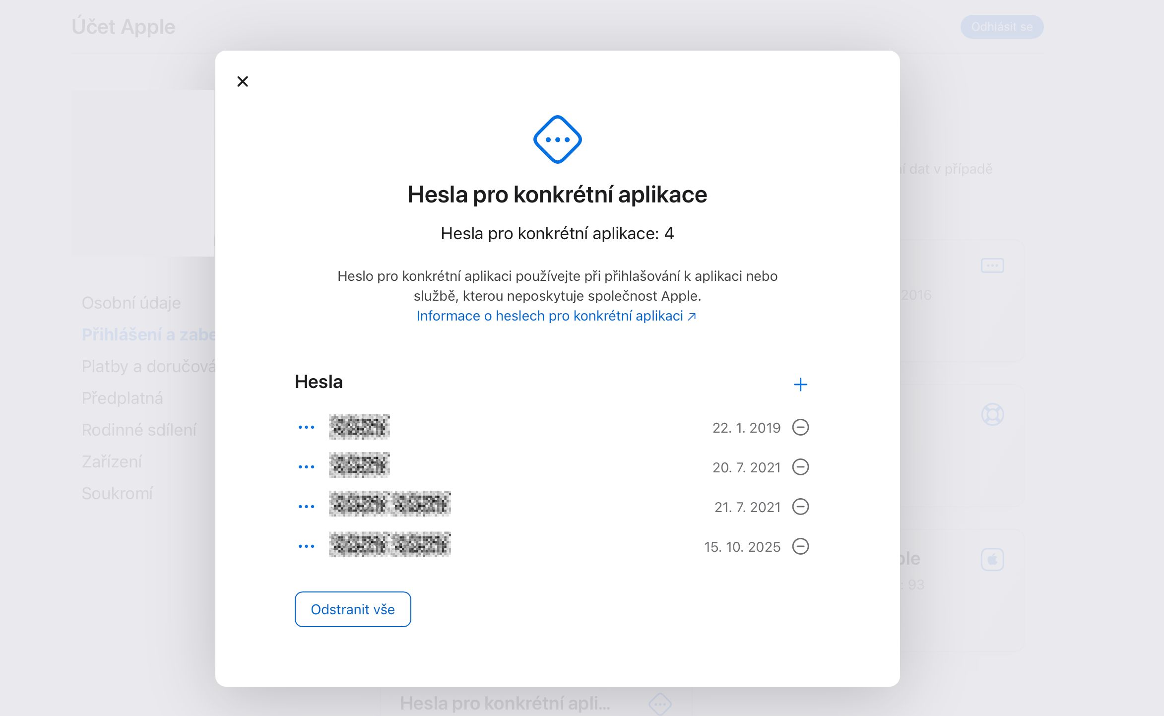 Security settings with App-Specific Passwords option